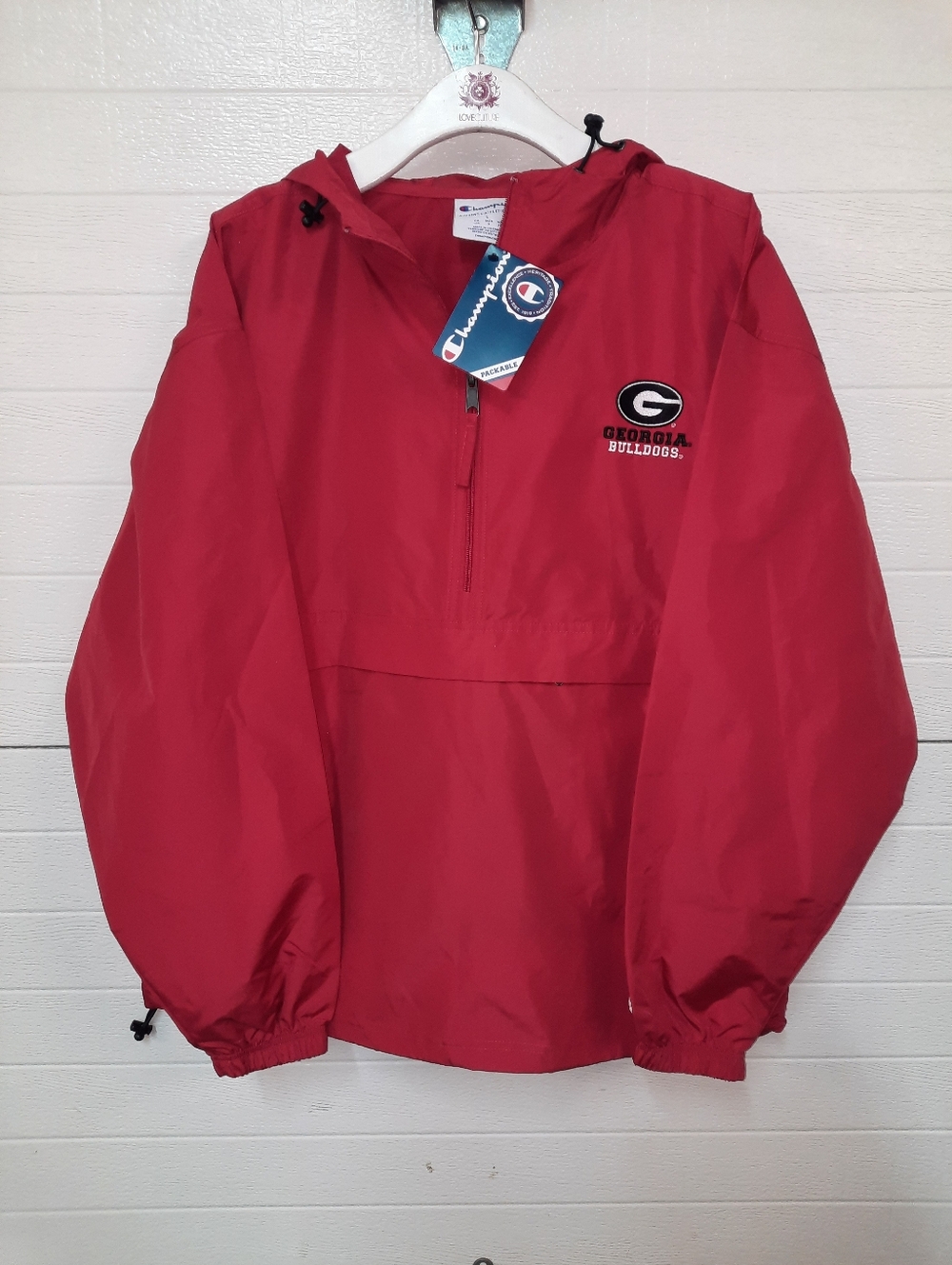 New Champion Georgia Bulldogs Red Pullover Windbreaker